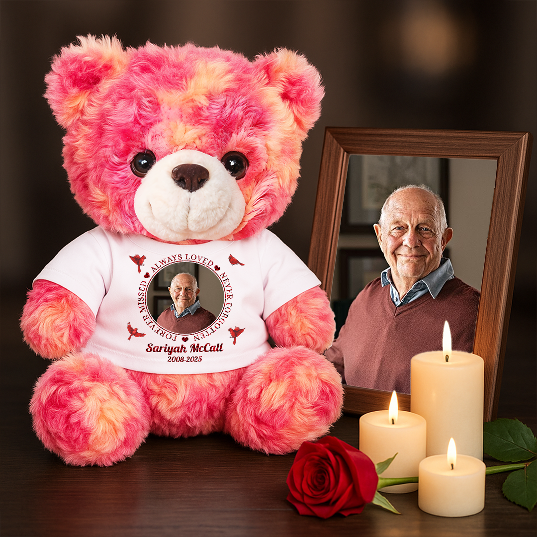 Personalized "Always Loved, Never Forgotten" Teddy Bear - A comforting memorial plush.