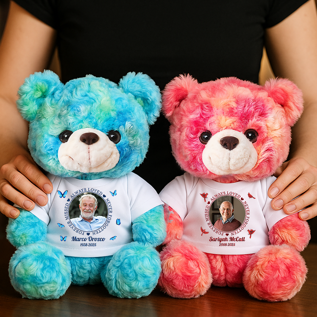 Personalized "Always Loved, Never Forgotten" Teddy Bear - A comforting memorial plush.