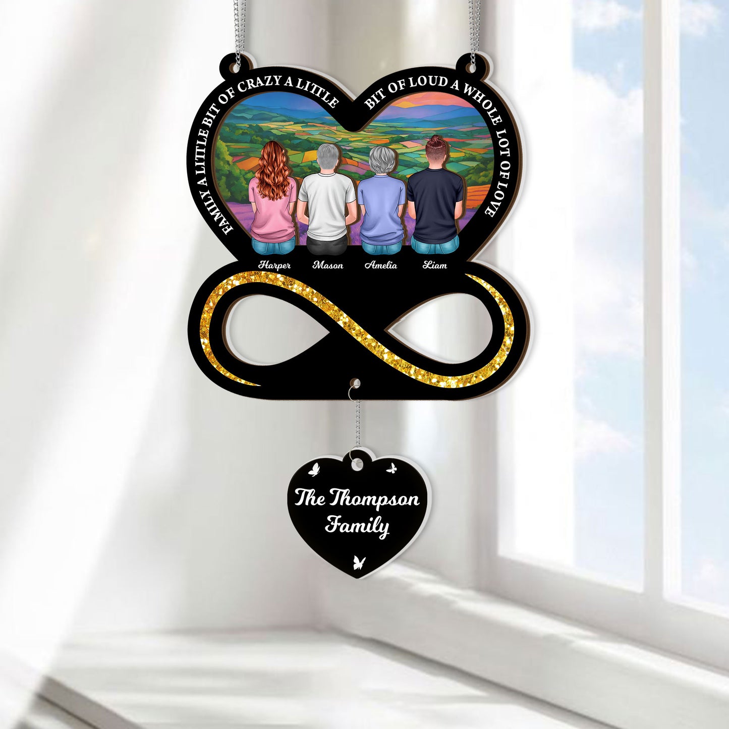 Always With You 2-Layered Suncatcher Memorial Gift with Charm detail.