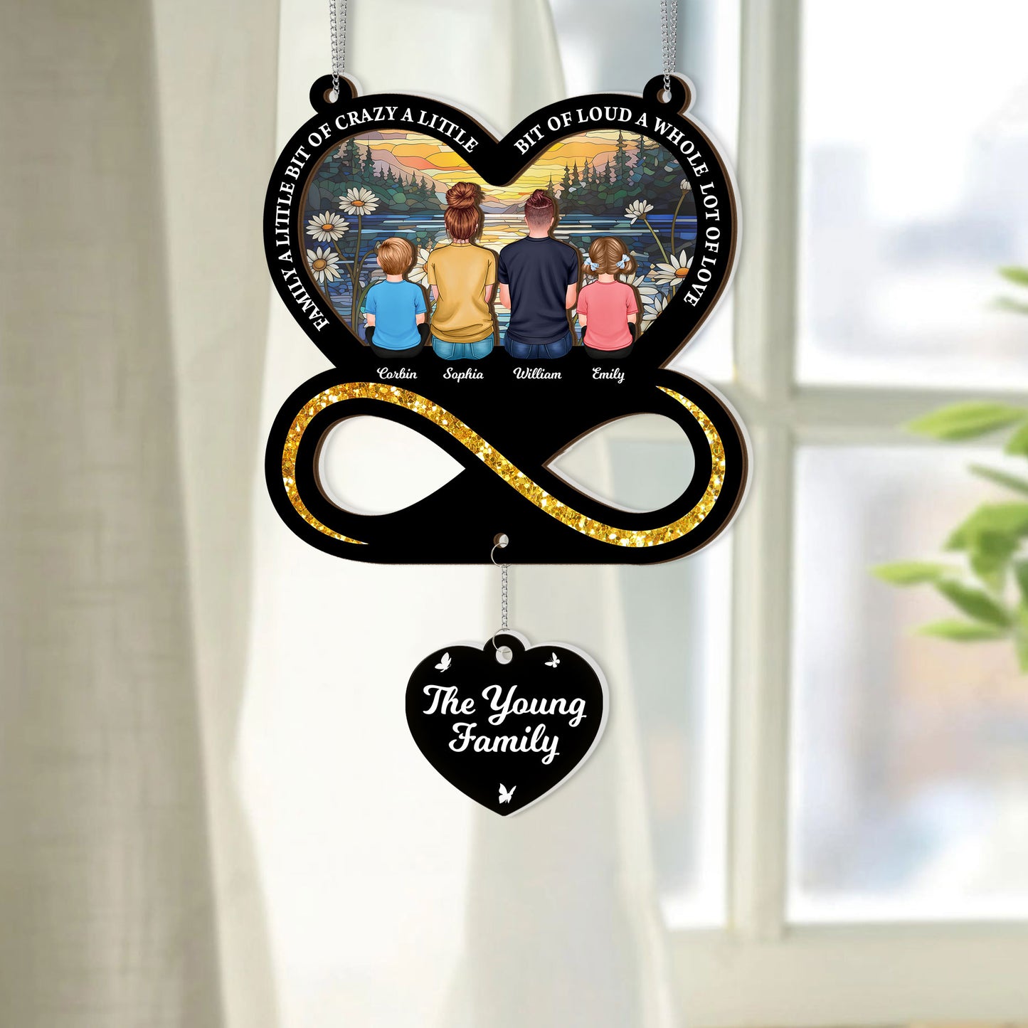 Always With You 2-Layered Suncatcher Memorial Gift with Charm detail.