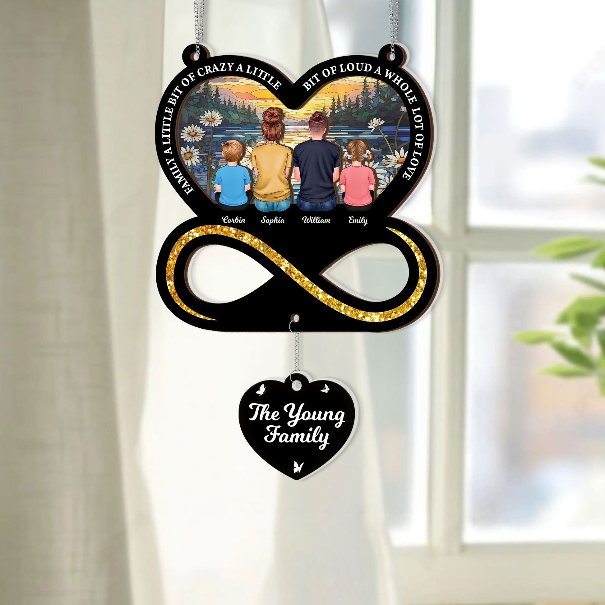 Always With You 2-Layered Suncatcher Memorial Gift with Charm detail.