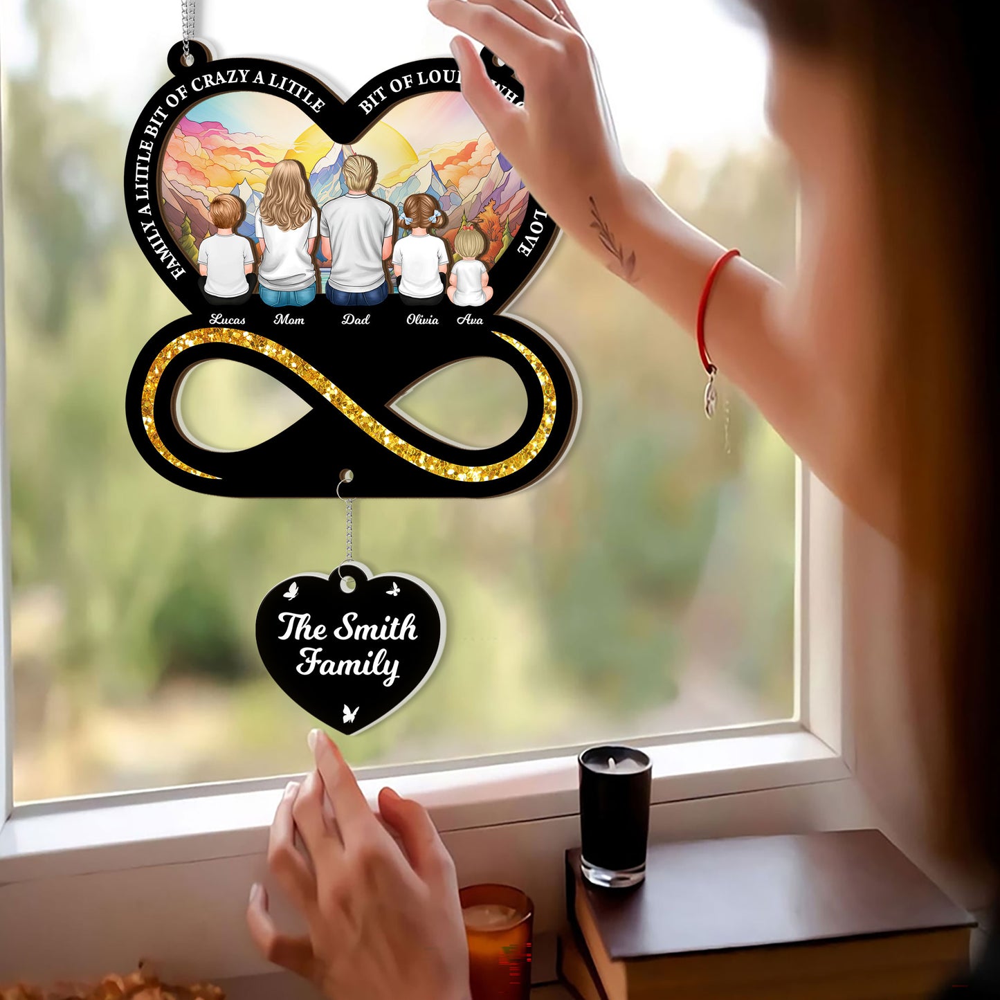 Always With You 2-Layered Suncatcher Memorial Gift with Charm detail.