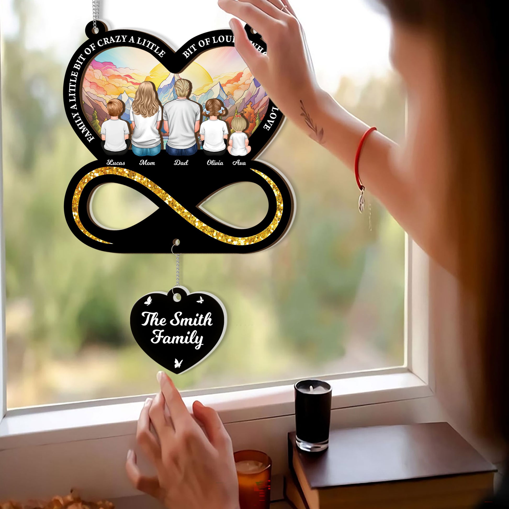 Always With You 2-Layered Suncatcher Memorial Gift with Charm detail.