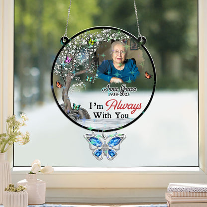 Personalized custom shape hologram window decor casting rainbow light.