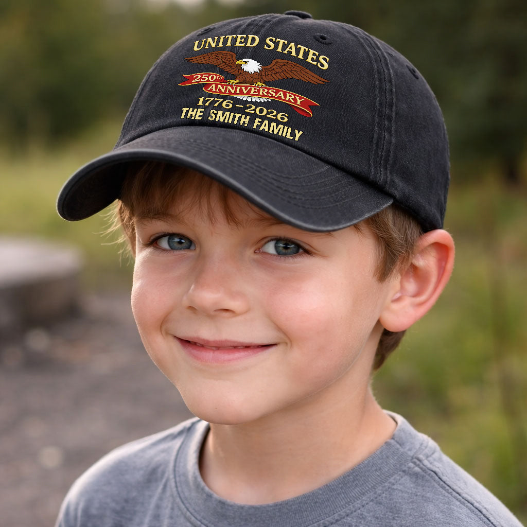 America 250th Birthday US 250 Years - We The People Washed Denim Baseball Cap - Custom Print Cap