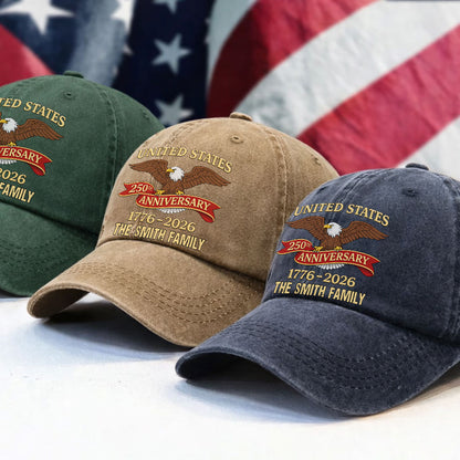 America 250th Birthday US 250 Years - We The People Washed Denim Baseball Cap - Custom Print Cap