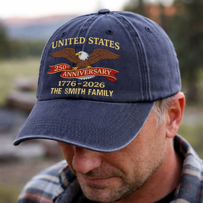 America 250th Birthday US 250 Years - We The People Washed Denim Baseball Cap - Custom Print Cap