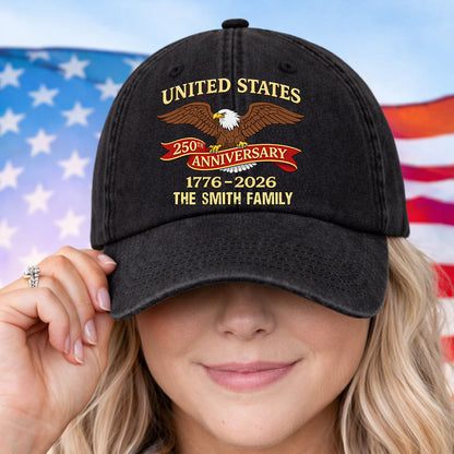 America 250th Birthday US 250 Years - We The People Washed Denim Baseball Cap - Custom Print Cap