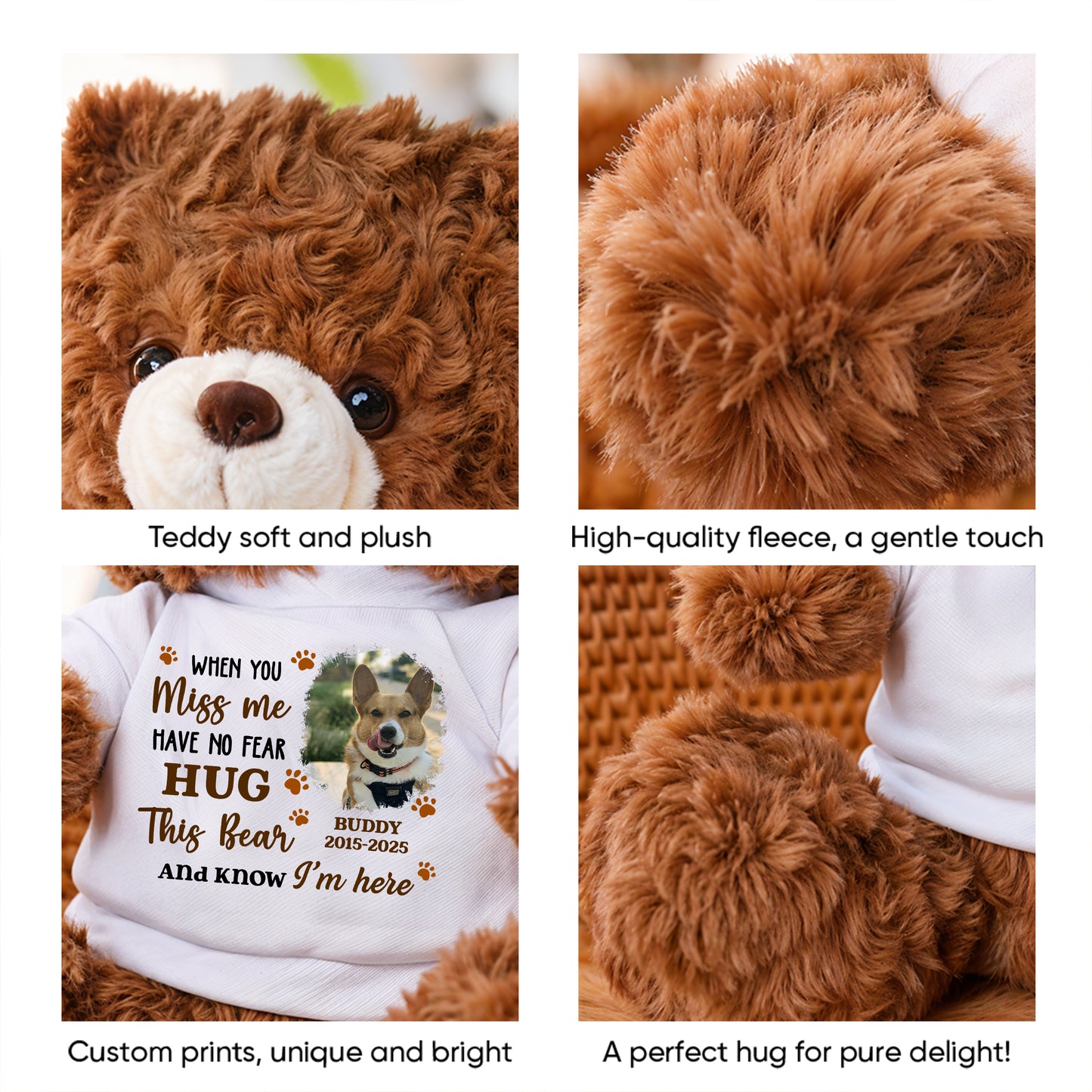 Personalized memorial teddy bear with "Angels Don't Always Have Wings" message. A comforting keepsake.