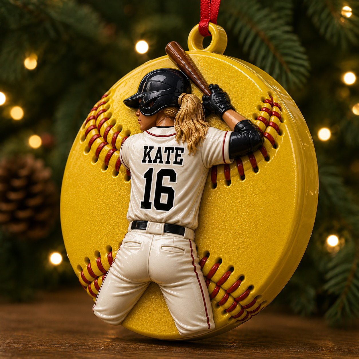 Retro Vintage Baseball Player - Real 3D Relief Ornament