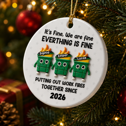 Putting Out Work Fires Together Work Bestie - Real 3D Ceramic Ornament