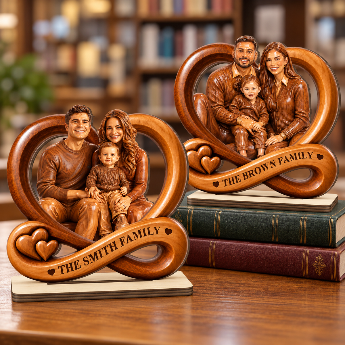 God Bless Our Family - Personalized 2-Layer Wood Plaque With Flat Base