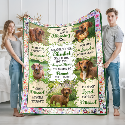 Custom Photo Dog Cat Pet Memorial Snuggle - Memorial Personalized Custom Blanket - Quilt Blanket