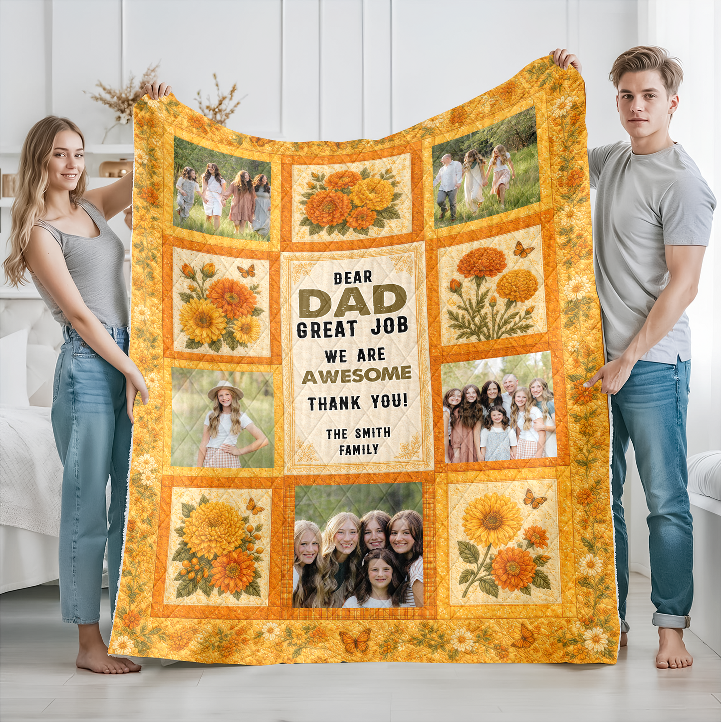 Dear Dad We Are Awesome - Personalized Custom Blanket - Quilt Blanket