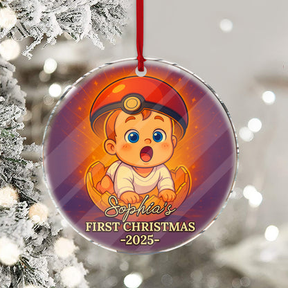 Baby's First Christmas personalized acrylic ornament with custom name and year.