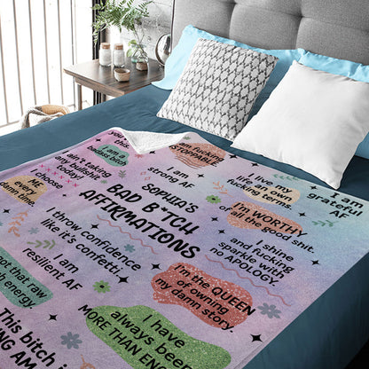 Bad Affirmation Christmas Blanket - funny personalized gift idea.