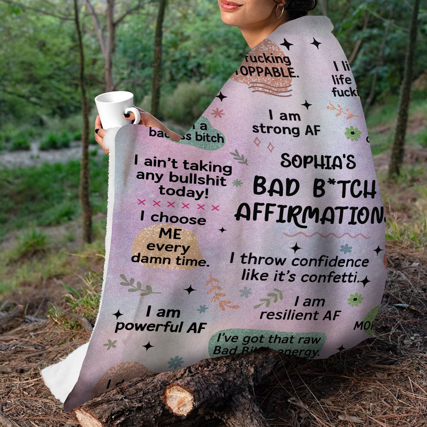 Bad Affirmation Christmas Blanket - funny personalized gift idea.