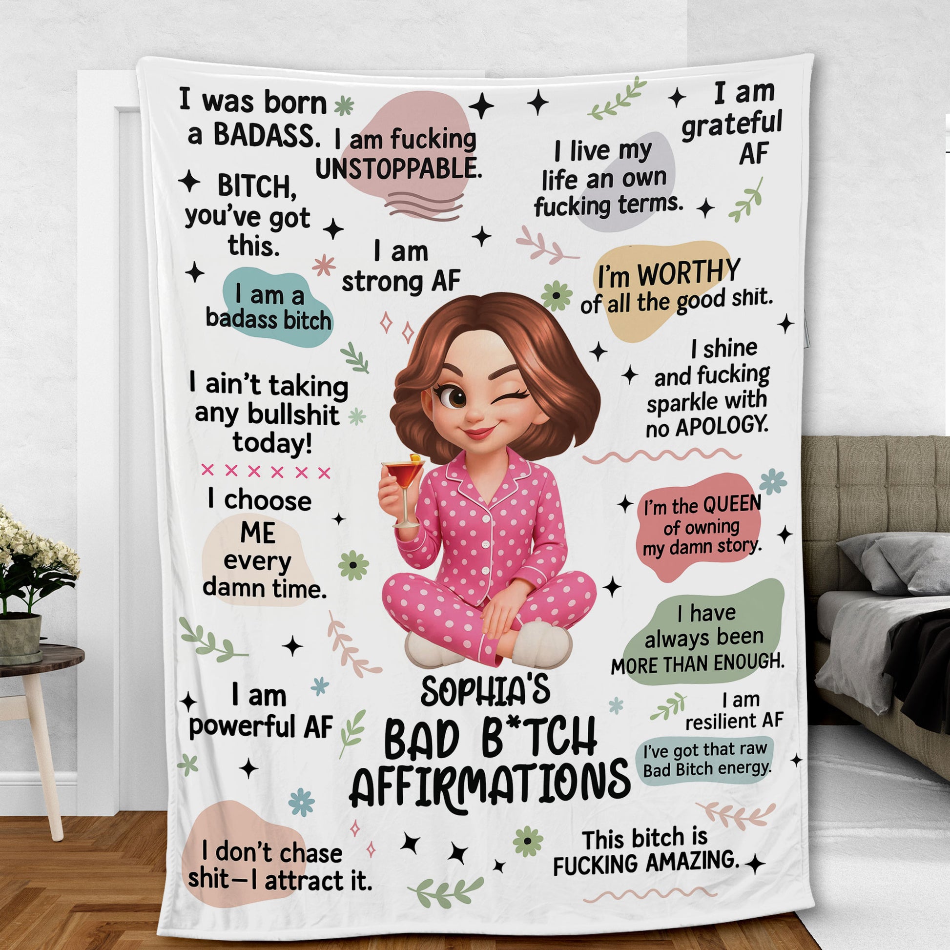 Bad Affirmation Personalized Funny Blanket