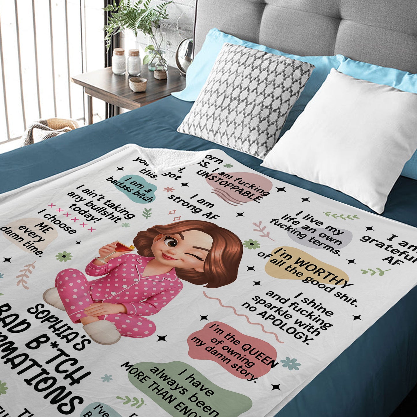 Bad Affirmation Personalized Funny Blanket