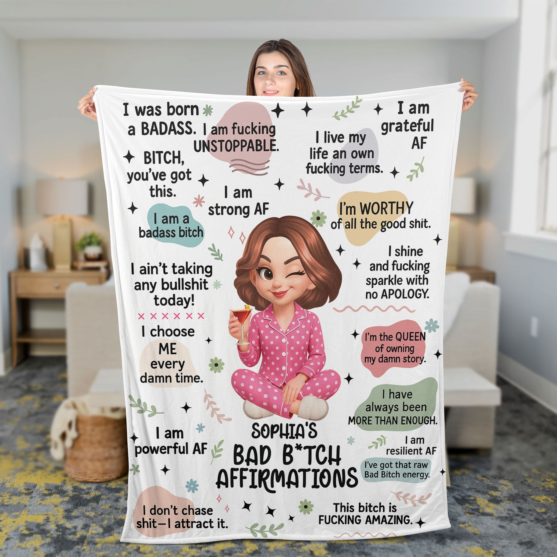Bad Affirmation Personalized Funny Blanket