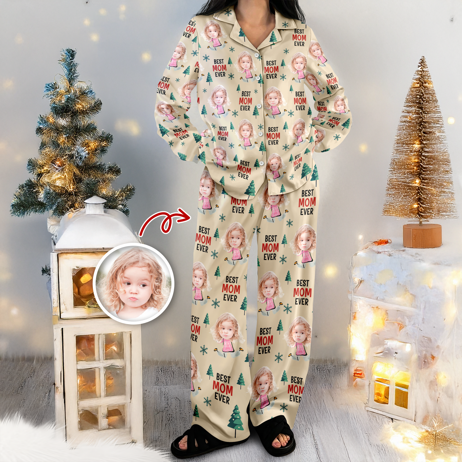 Best Dad Ever funny custom photo pajamas for a personalized Christmas pajama set.