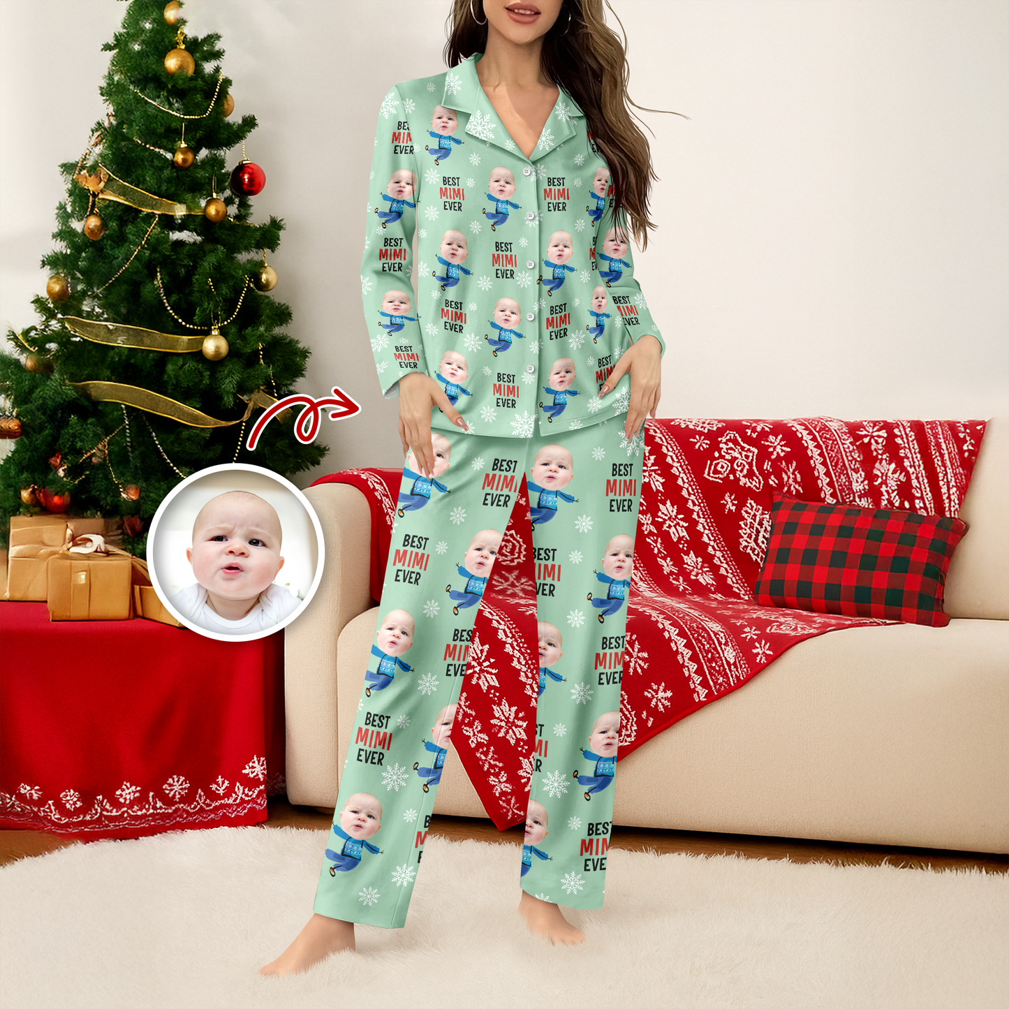 Best Dad Ever funny custom photo pajamas for a personalized Christmas pajama set.