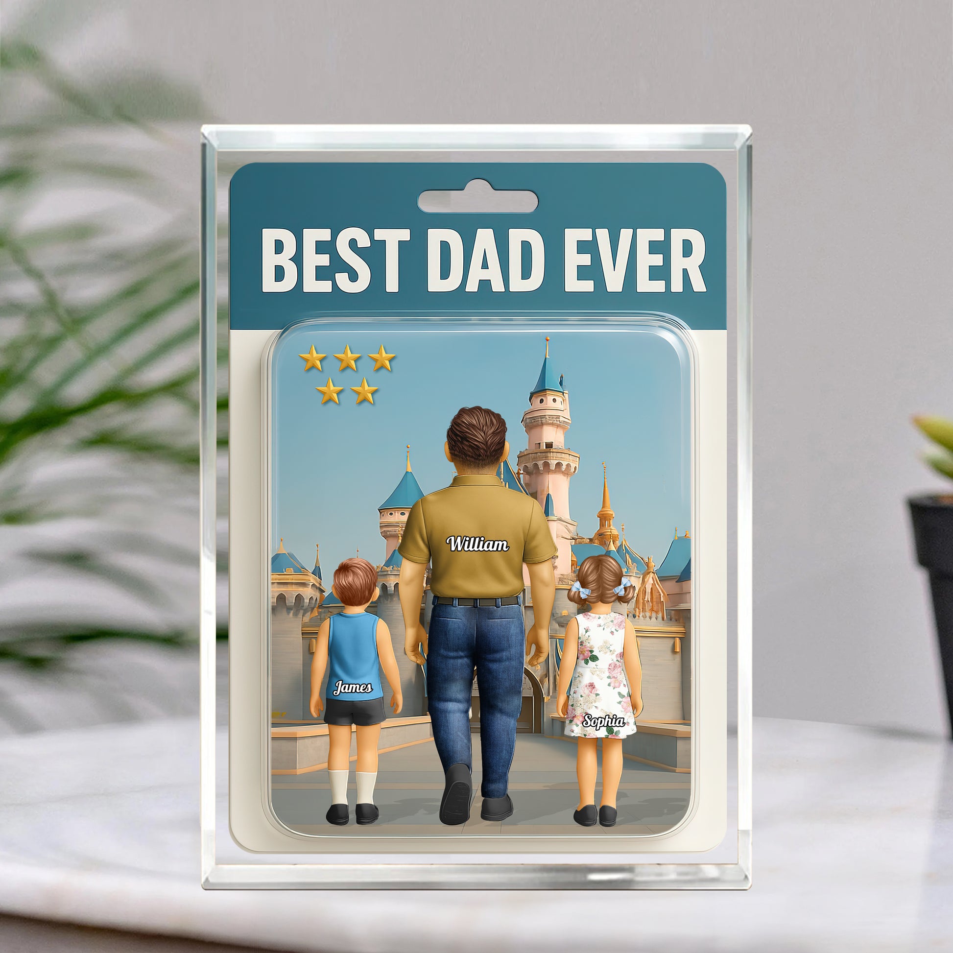 Best Dad Ever personalized acrylic block plaque - a custom figure gift for Father's Day.
