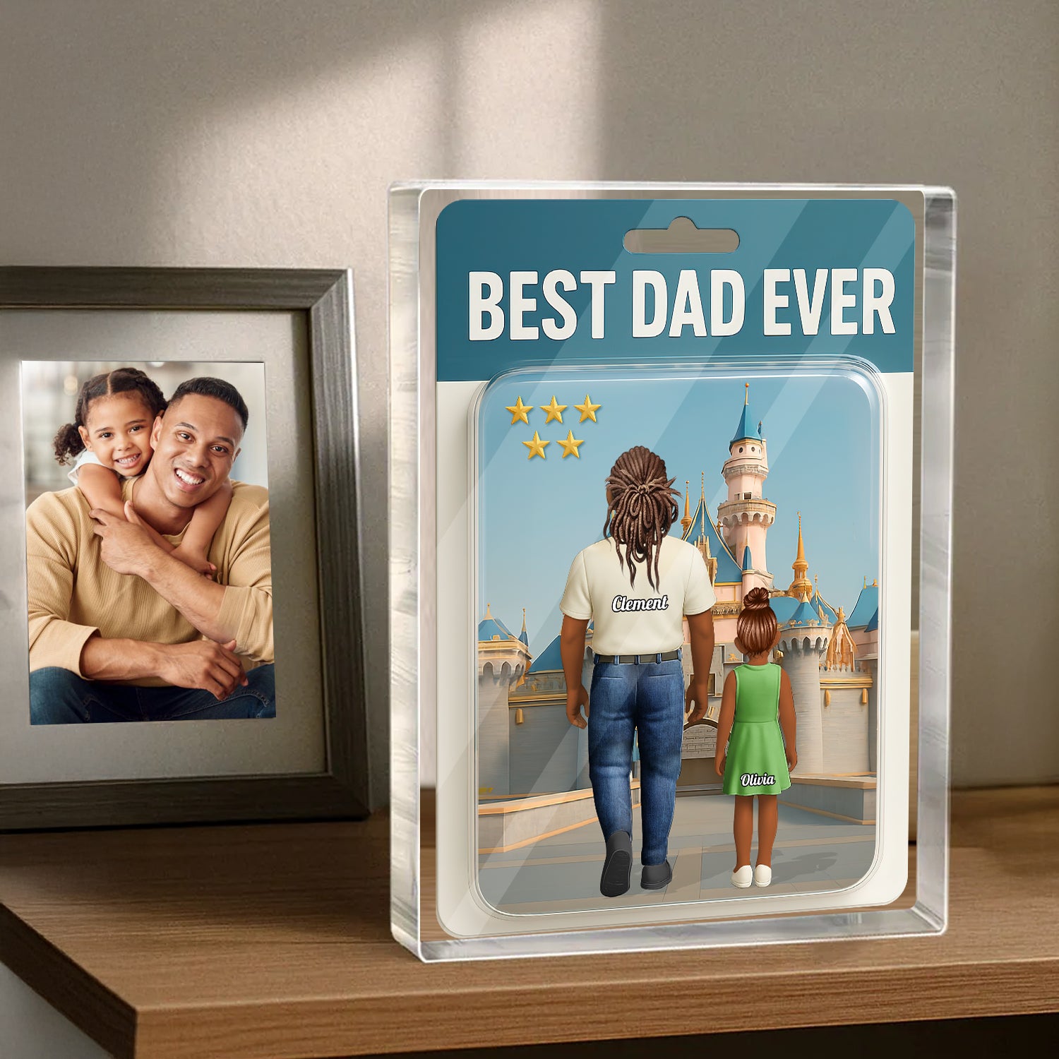 Best Dad Ever personalized acrylic block plaque - a custom figure gift for Father's Day.
