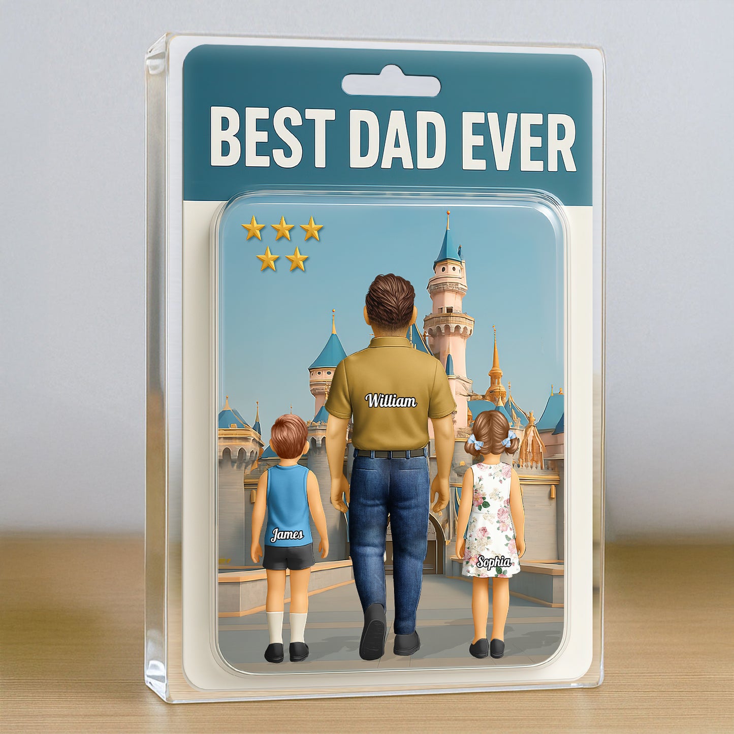 Best Dad Ever personalized acrylic block plaque - a custom figure gift for Father's Day.