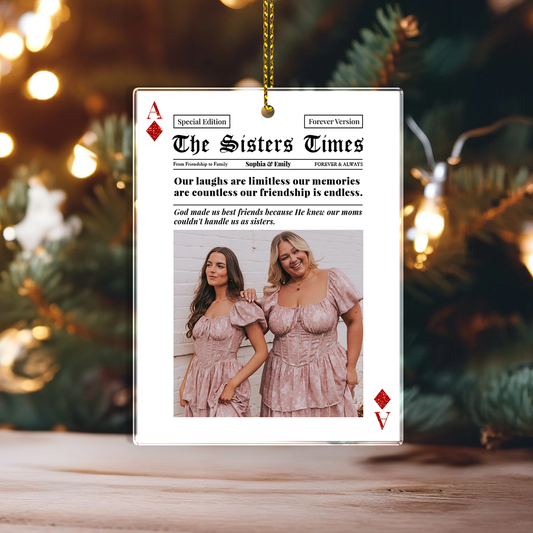 Best Friends Forever personalized acrylic ornament for besties; customizable friendship gift.