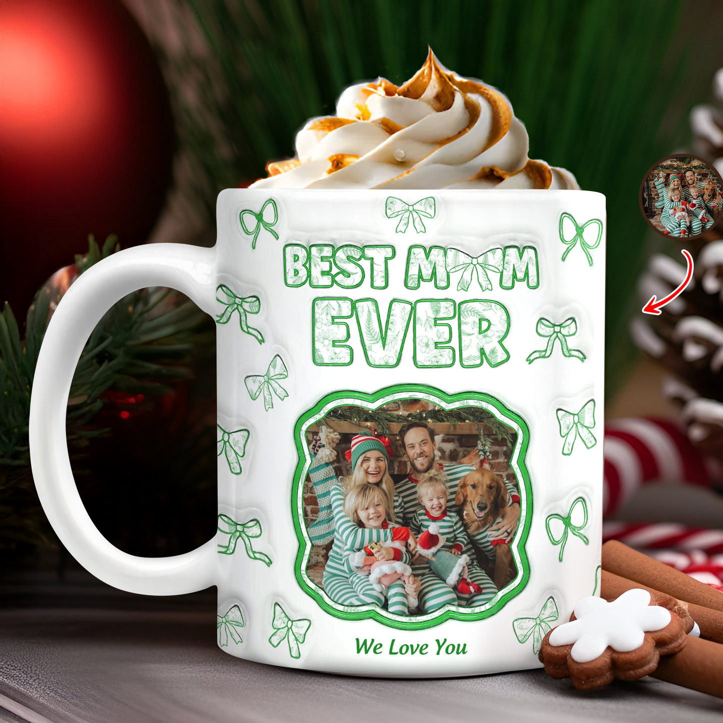 Best Mom Ever 3D coffee mug, personalized with custom text and a unique dimensional effect.