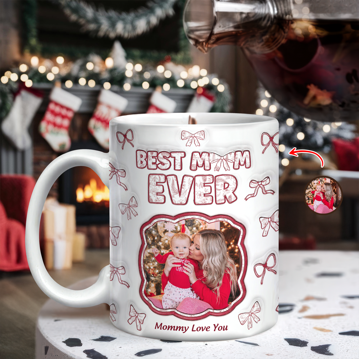 Best Mom Ever 3D coffee mug, personalized with custom text and a unique dimensional effect.