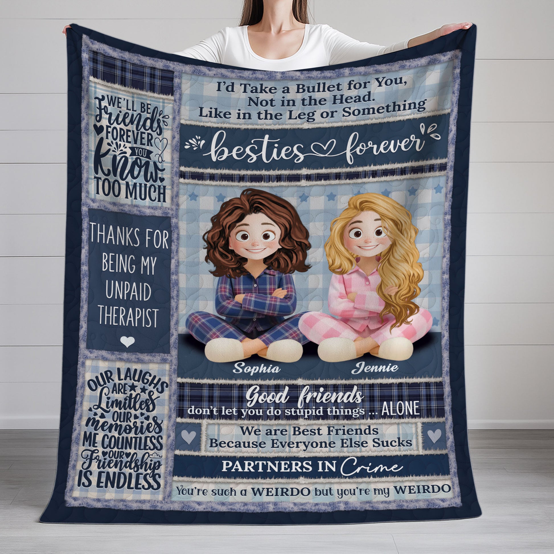 Bestie Forever Personalized Custom Blanket - a cozy gift to celebrate friendship.