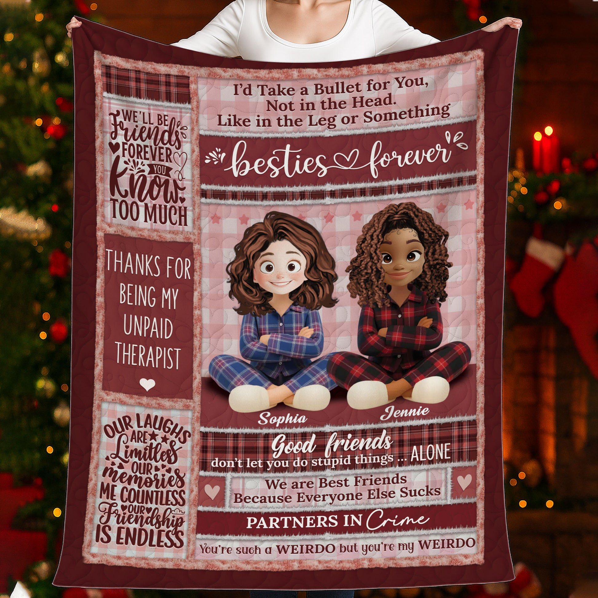 Bestie Forever Personalized Custom Blanket - a cozy gift to celebrate friendship.