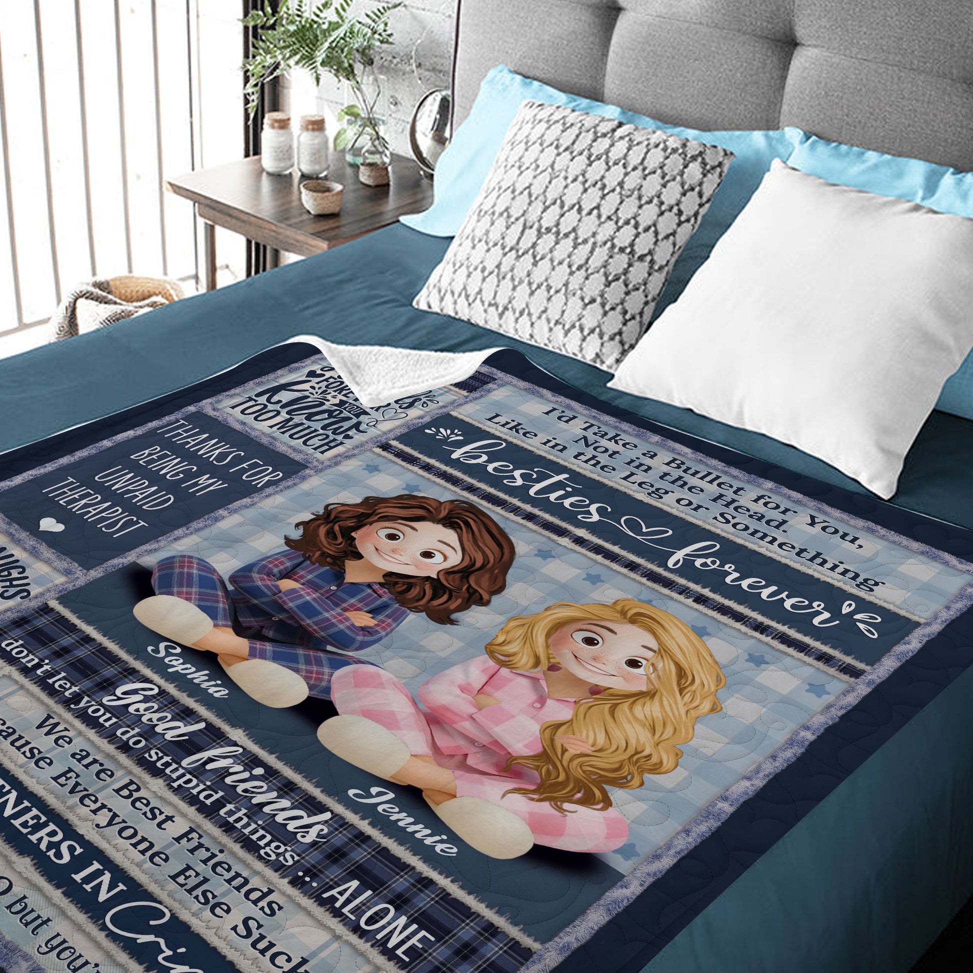 Bestie Forever Personalized Custom Blanket - a cozy gift to celebrate friendship.