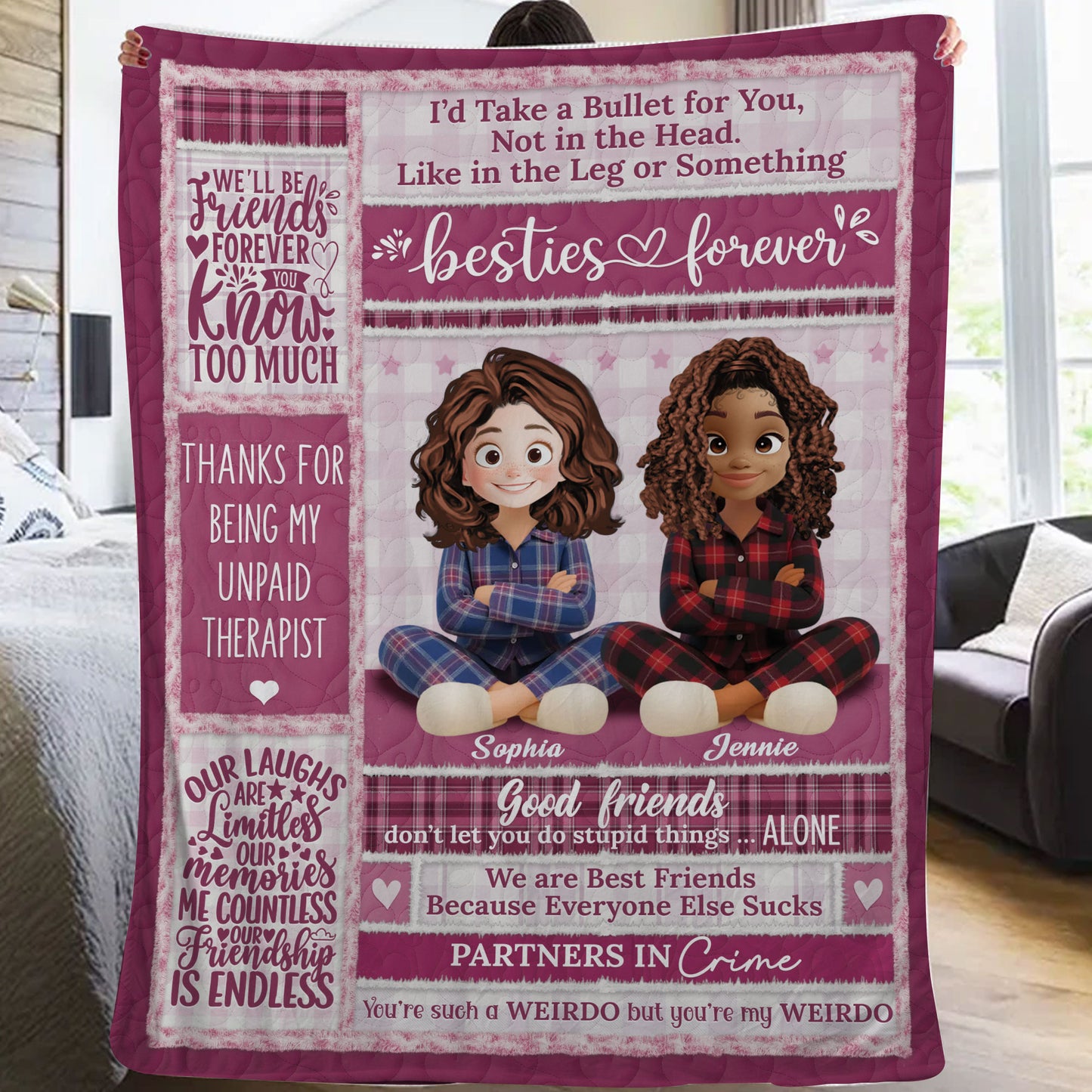 Bestie Forever Personalized Custom Blanket - a cozy gift to celebrate friendship.