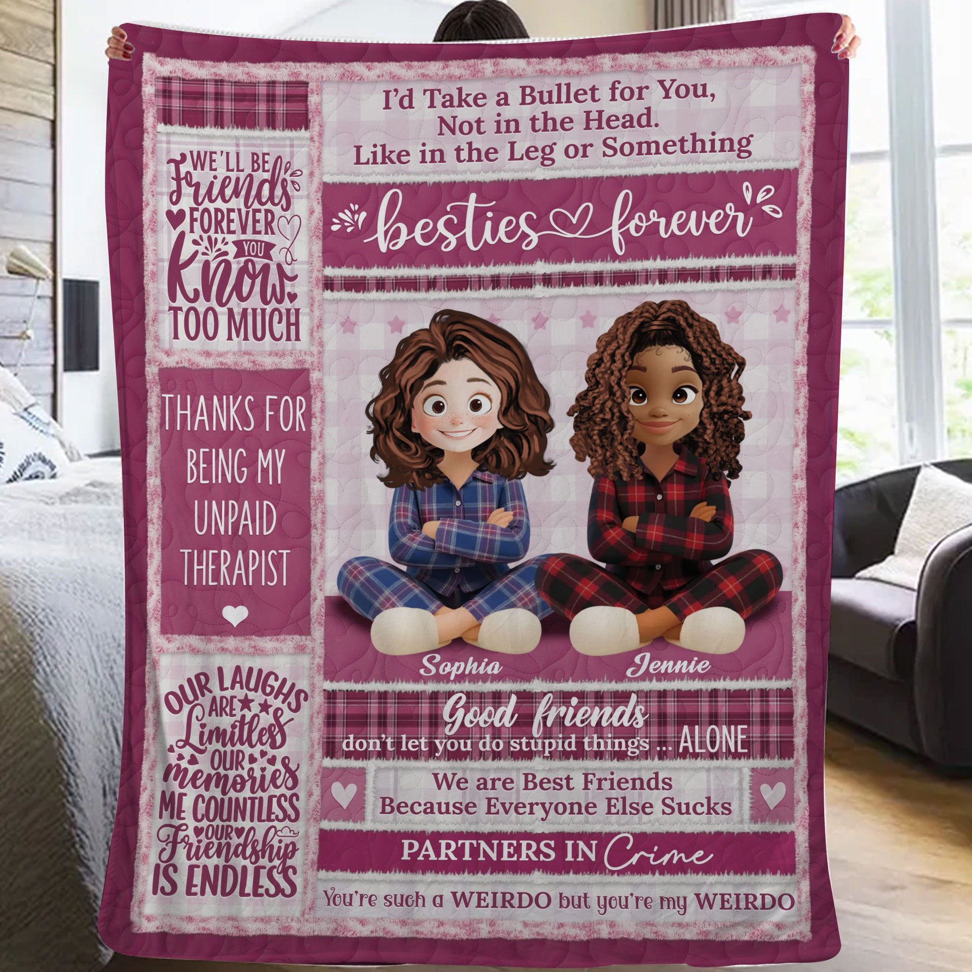 Bestie Forever Personalized Custom Blanket - a cozy gift to celebrate friendship.