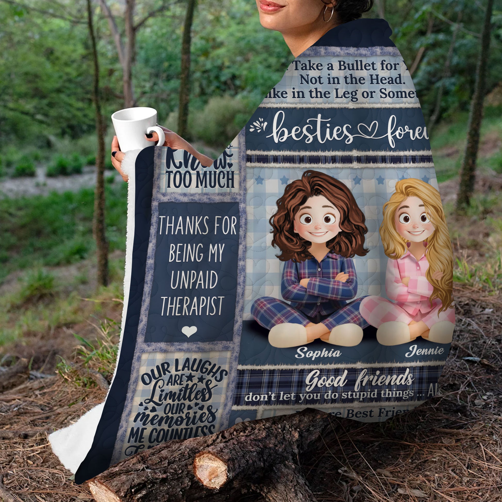 Bestie Forever Personalized Custom Blanket - a cozy gift to celebrate friendship.