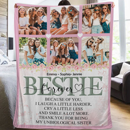Personalized "Bestie Forever" Photo Frame Memorial Blanket, a custom comforting keepsake.