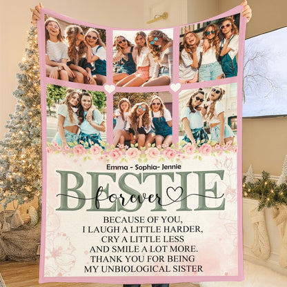 Personalized "Bestie Forever" Photo Frame Memorial Blanket, a custom comforting keepsake.