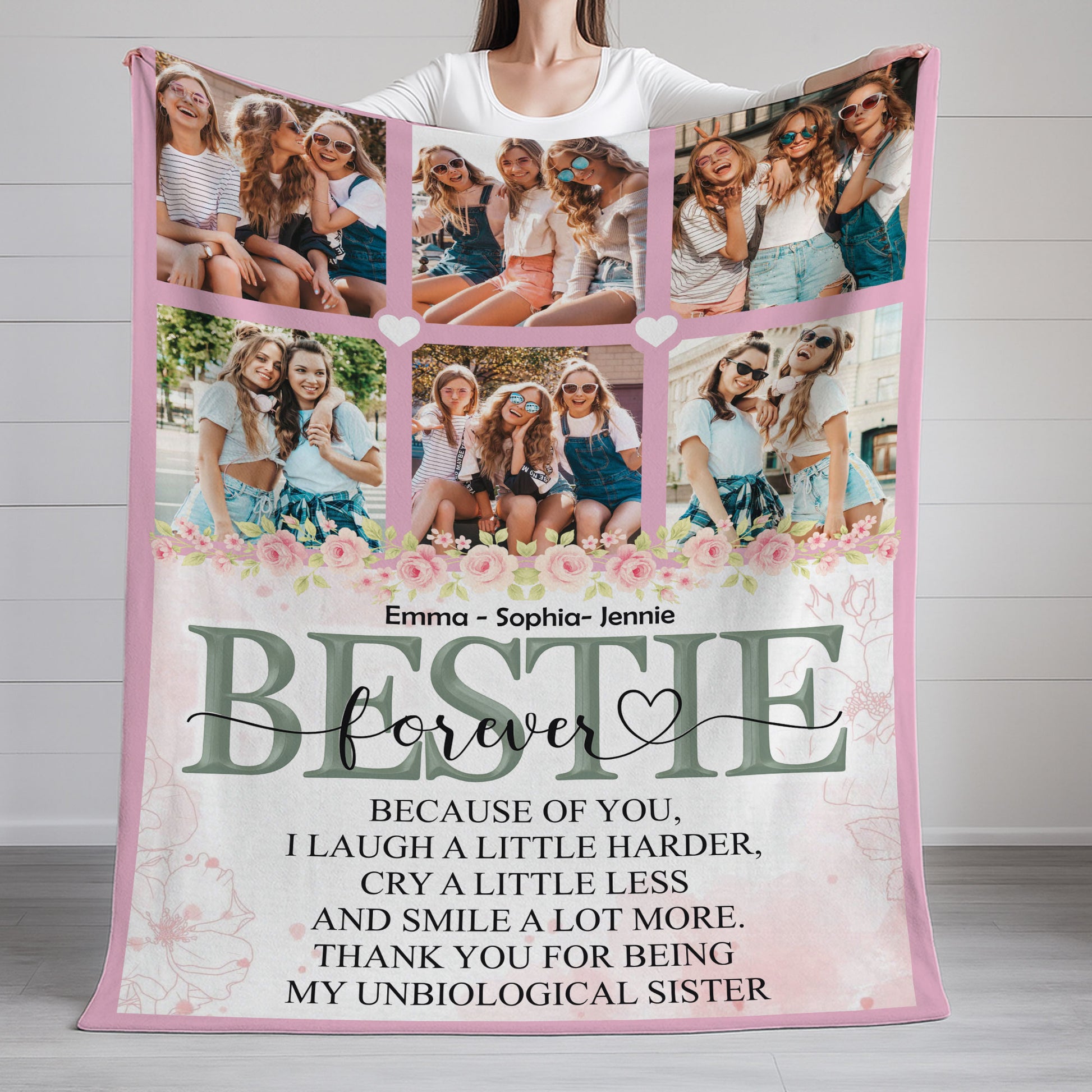 Personalized "Bestie Forever" Photo Frame Memorial Blanket, a custom comforting keepsake.