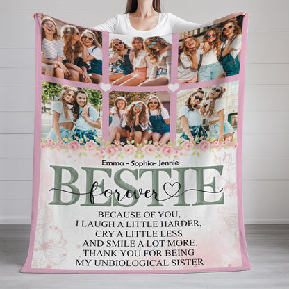 Personalized "Bestie Forever" Photo Frame Memorial Blanket, a custom comforting keepsake.