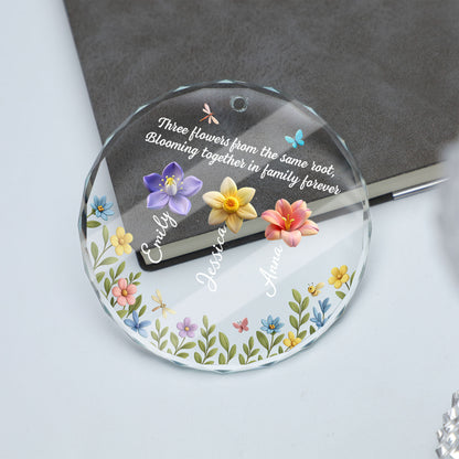 Personalized Blossoms Through Every Season glass ornament: A custom Christmas gift featuring floral designs.