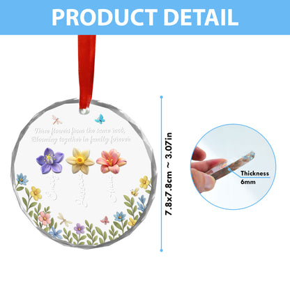 Personalized Blossoms Through Every Season glass ornament: A custom Christmas gift featuring floral designs.