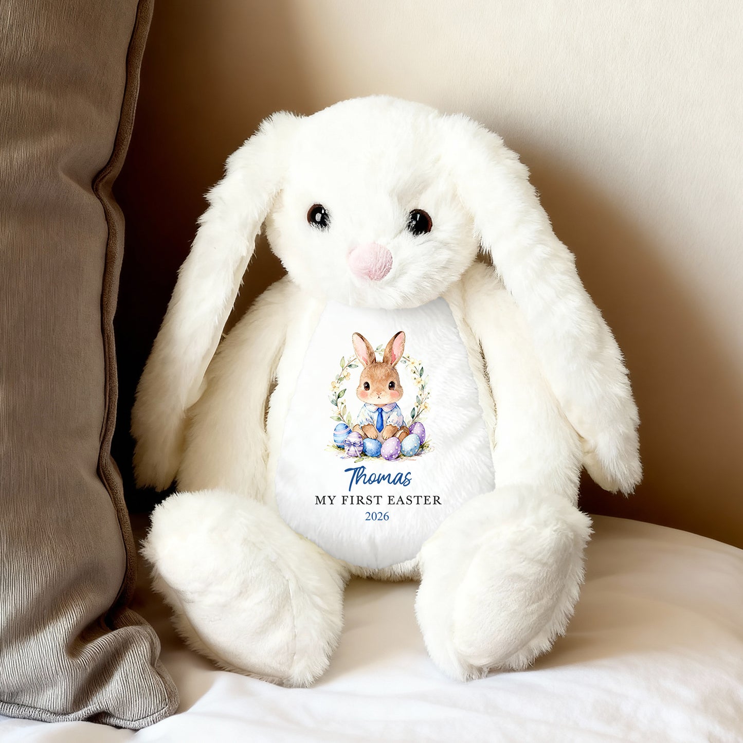 Bunny Kisses & Easter Wishes - Family Personalized Custom Easter Bunny Plush - Easter Gift For Baby Kids