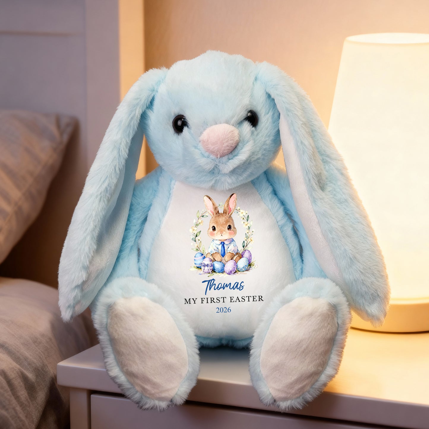 Bunny Kisses & Easter Wishes - Family Personalized Custom Easter Bunny Plush - Easter Gift For Baby Kids