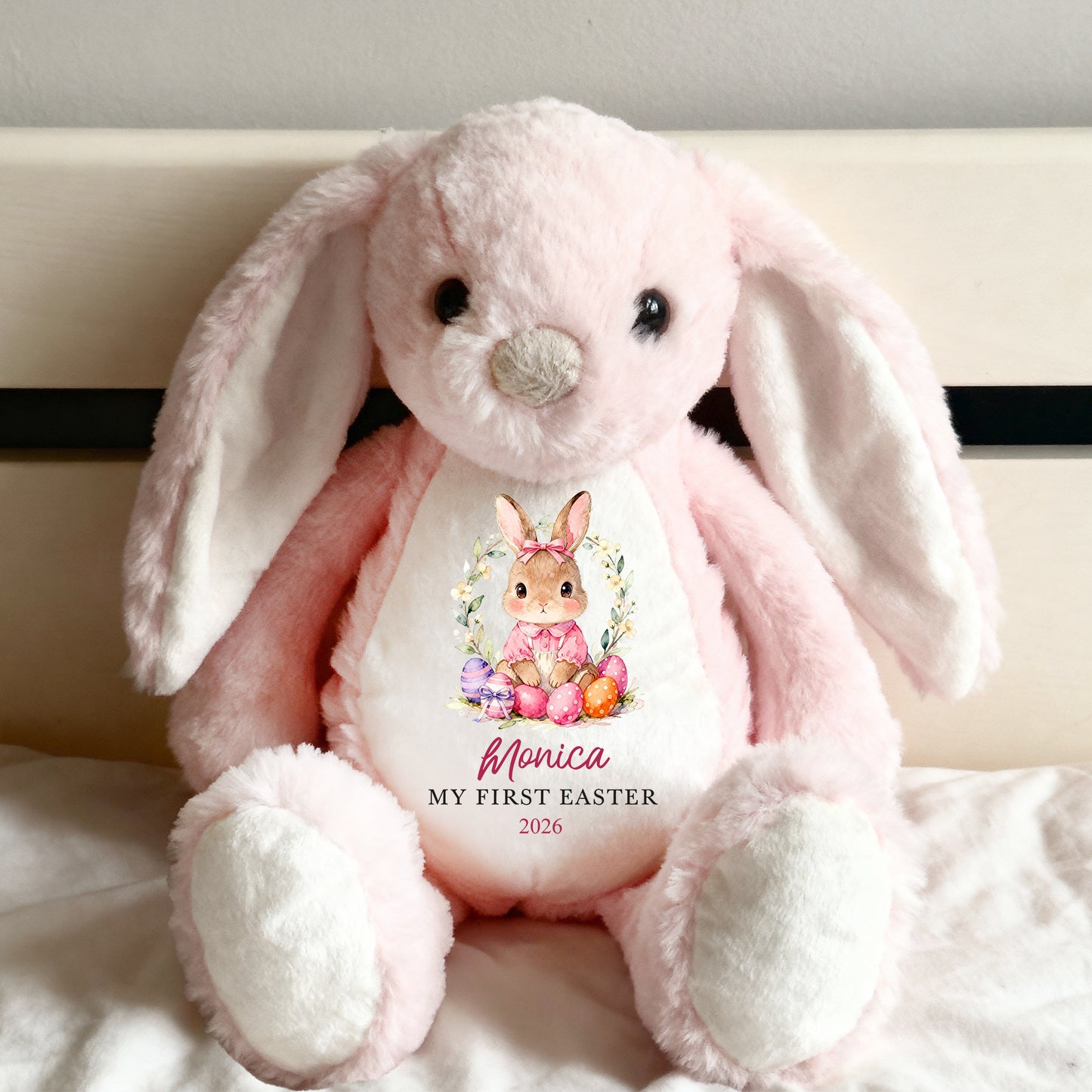 Bunny Kisses & Easter Wishes - Family Personalized Custom Easter Bunny Plush - Easter Gift For Baby Kids