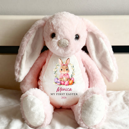 Bunny Kisses & Easter Wishes - Family Personalized Custom Easter Bunny Plush - Easter Gift For Baby Kids