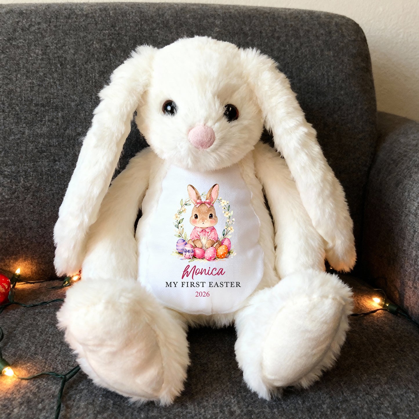 Bunny Kisses & Easter Wishes - Family Personalized Custom Easter Bunny Plush - Easter Gift For Baby Kids