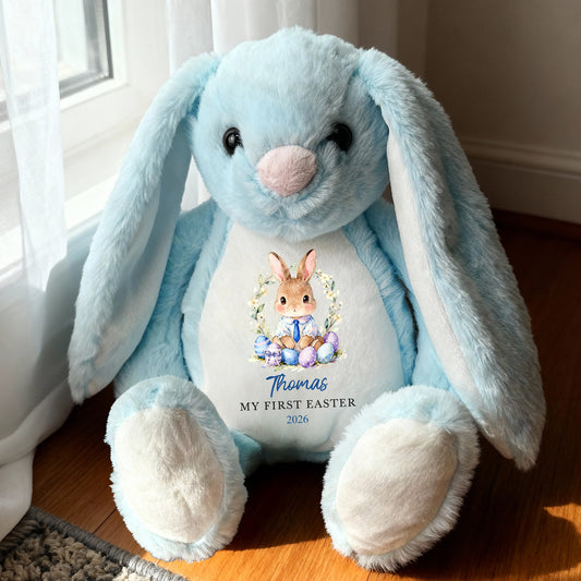 Bunny Kisses & Easter Wishes - Family Personalized Custom Easter Bunny Plush - Easter Gift For Baby Kids